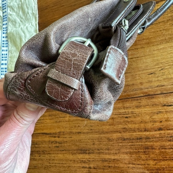 HOBO Brown Weathered Leather Significant Hardware Shoulder Bag - Picture 6 of 9